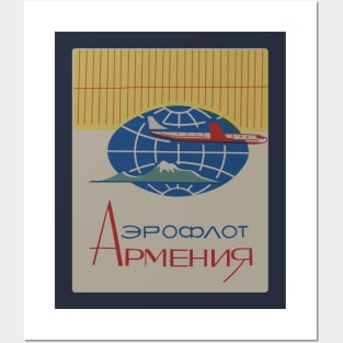 Aeroflot Armenia Ad with Ararat in Russian Posters and Art